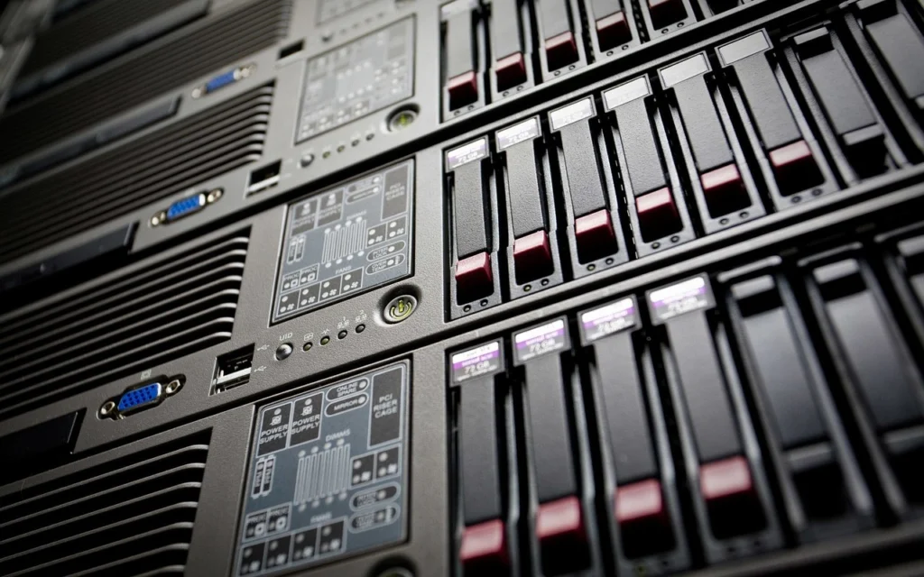 Server rack in a data center symbolizing server response time and hosting