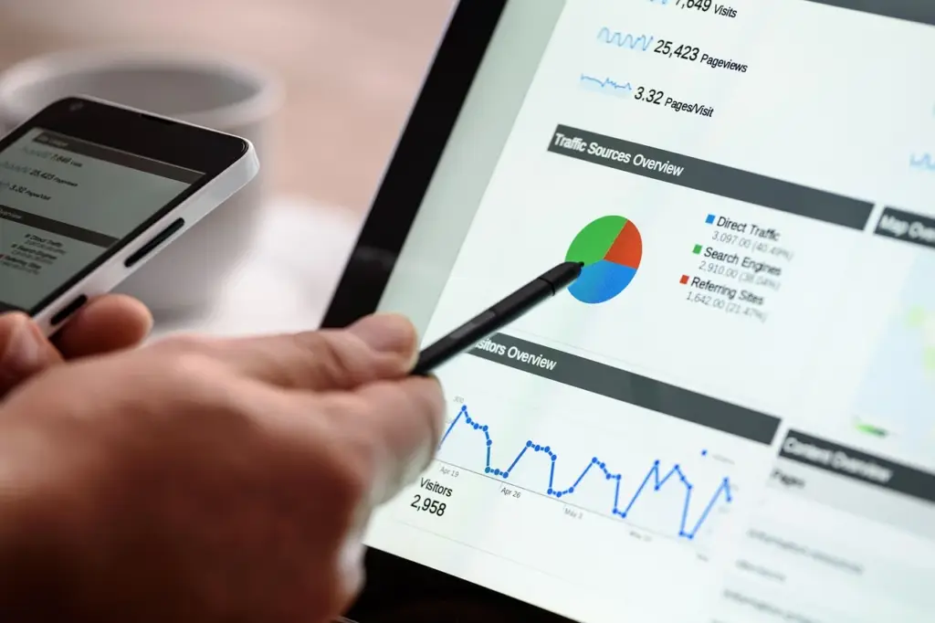SEO professional reviewing Search Console data on laptop